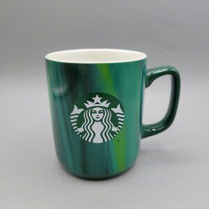 Starbucks Misty Green Gradient Ceramic Mug Northern Lights Pattern